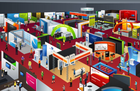 People at a trade show exhibition